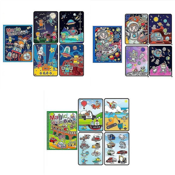 3 Pcs Reusable Coloring Book Magic Water Drawing Book Sensory Early Education To Carousel 5