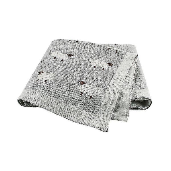 Cotton Baby Blanket Knitted Double Layer 80 X 100cm For Newborn Baby (1pcs, Grey Carousel 1