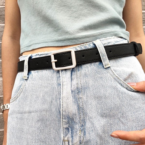 NEW 105CM Women Casual PU Leather Belt for Jeans Pants Ladies Girls Waist Belt Carousel 1