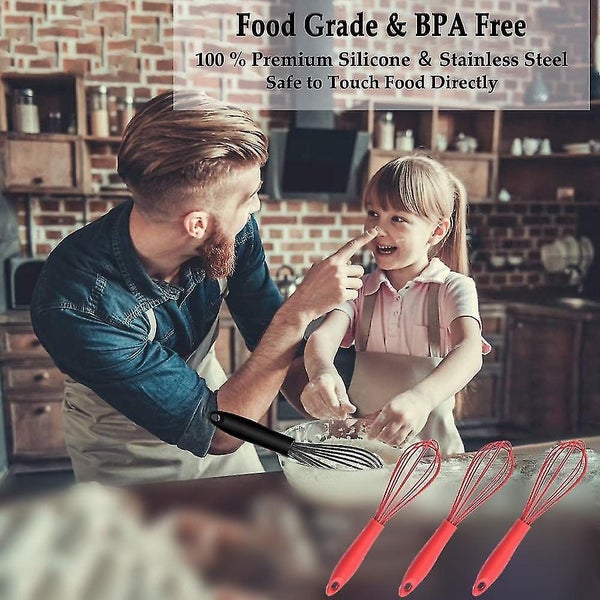 Silicone Whisk, Stainless Steel Wire Whisk Set Of 3 -balloon Egg Beater Perfect Carousel 5