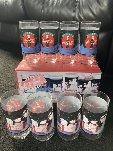 Boxed Indiana Glass 8x 473ml Glasses Coca-Cola 1995 Coke NEVER BEEN USED Carousel 2