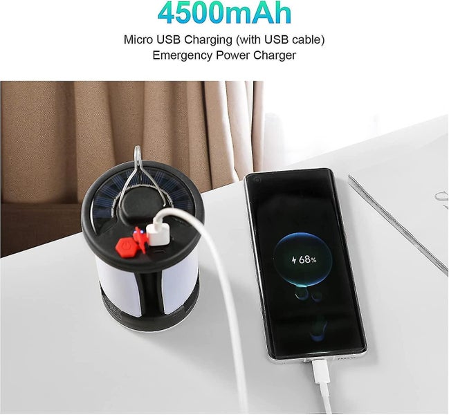 1000lm Rechargeable Solar Camping Light - 6 Modes, 4500mAh Power Bank Carousel 2