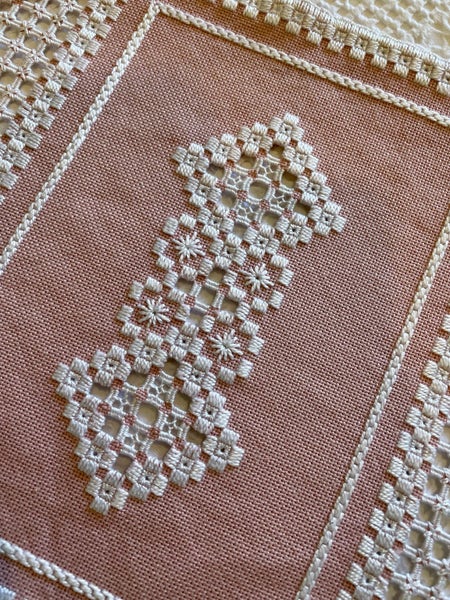 A stunning large hand worked HARDANGER Dresser cloth Carousel 2