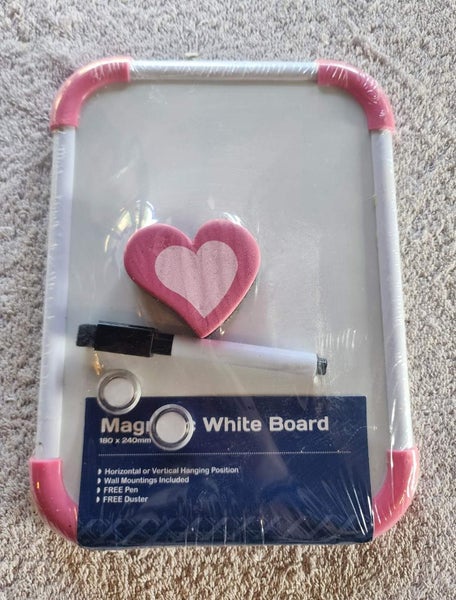 Magnetic white board - pink heart Carousel 1