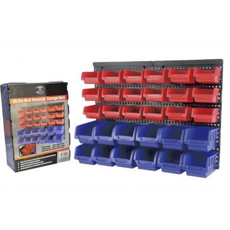 30 Bins Wall Mounted Tool Box Rack Garage Workshop Storage Organiser Carousel 2