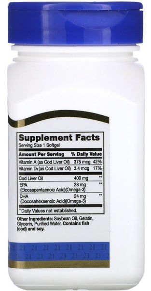 21st CENTURY NORWEGIAN COD LIVER OIL 400 MG 110 SOFTGELS - E0127 Carousel 2