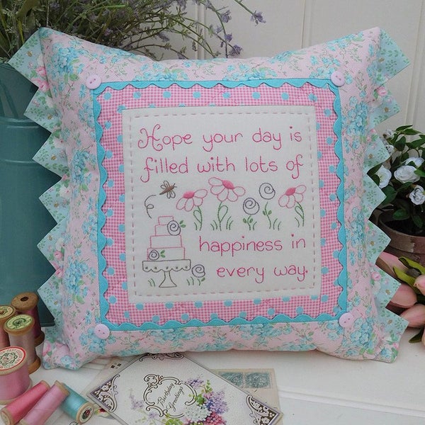 Quilting Sewing Cushion Pattern Happy Birthday Rivendale Collection Carousel 1