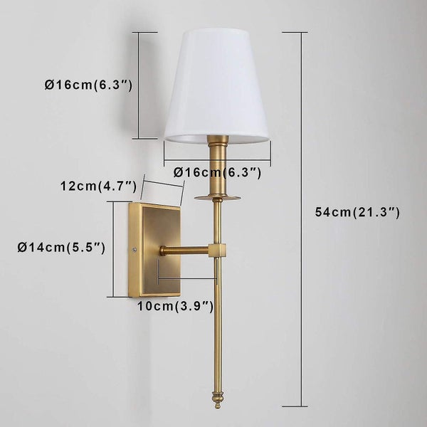 Wall Sconce Lighting Fixture With Flared Lamp Shade And Tapered Column Stand Carousel 1