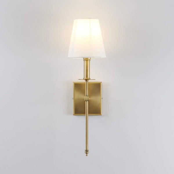 Wall Sconce Lighting Fixture With Flared Lamp Shade And Tapered Column Stand Carousel 4
