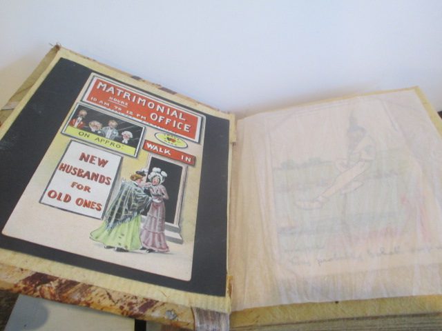 VINTAGE HUMOROUS POST CARDS/HANDMADE ALBUM. Carousel 2