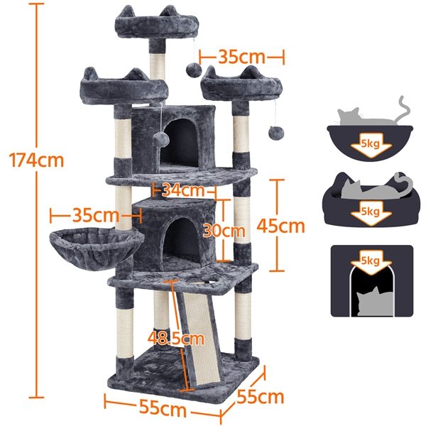Cat Tree Large Cat House Plush Cat Tower with Caves Condos Platforms Carousel 2