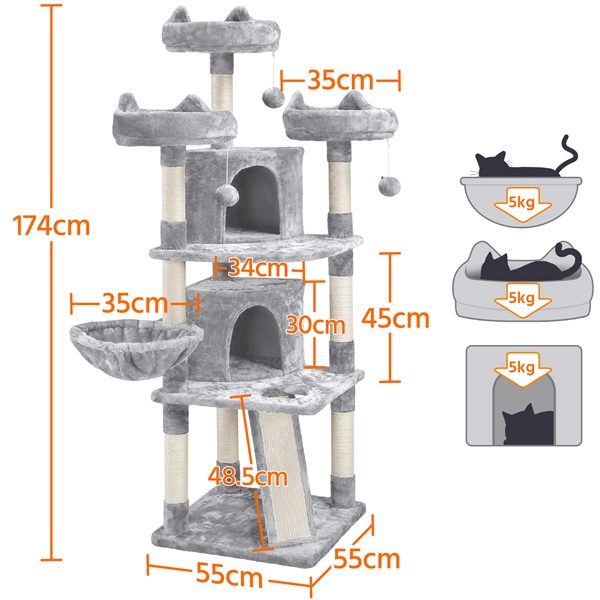 Cat Tree Large Cat House Plush Cat Tower with Caves Condos Platforms Carousel 2
