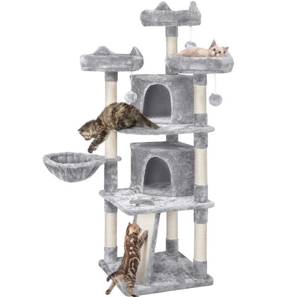 Cat Tree Large Cat House Plush Cat Tower with Caves Condos Platforms Carousel 10
