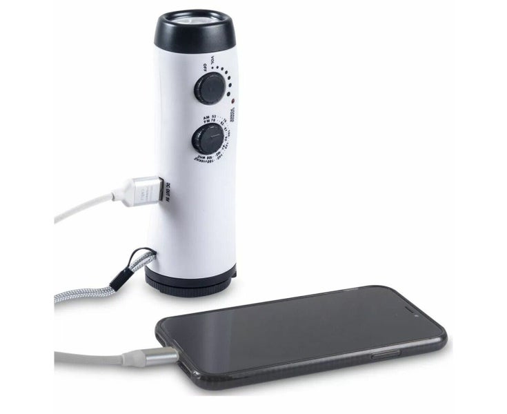 Emergency Hand Crank Power DynamoLED Flashlight with AM/FM Radio for Cam Carousel 3