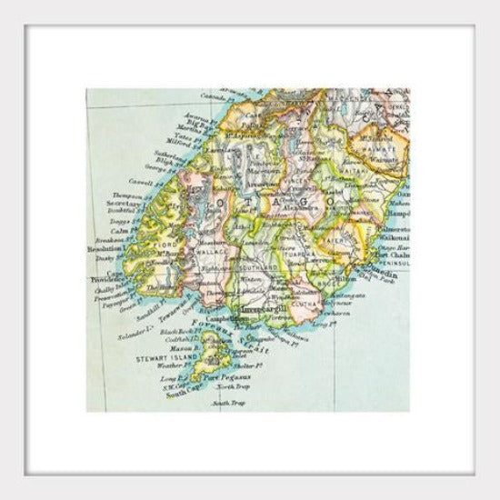 Lower South Island - Vintage Map Print Carousel 1