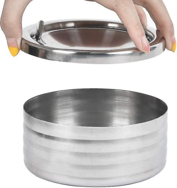 2 Pieces Stainless Steel Ashtray with Lid - Windproof Rotating Wind Ashtray for Carousel 2