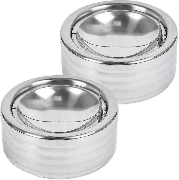 2 Pieces Stainless Steel Ashtray with Lid - Windproof Rotating Wind Ashtray for Carousel 5