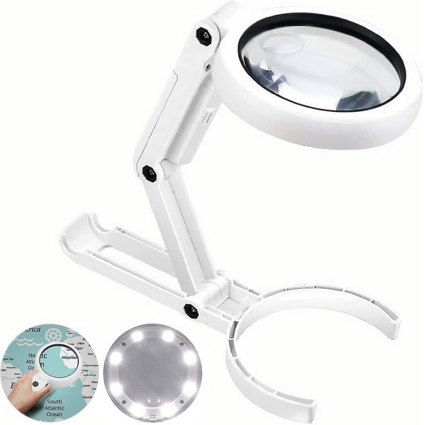 Handheld Standing Magnifier - Table Magnifier with LED Light Carousel 1