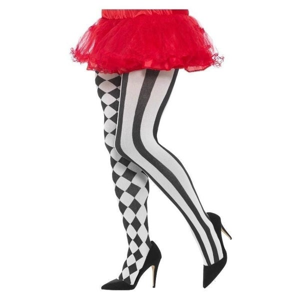 Harlequin Tights Plus Size Adult White Black Harley Quinn Costume Accessory Carousel 2