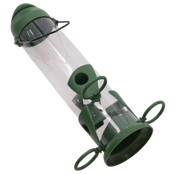 Wild Birds Large Plastic Flip Top Seed Feeder Hanging Feeding Garden Station Carousel 1