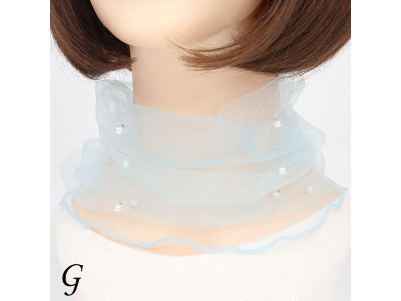 Elegant Mesh Faux Pearl Collars Women Lace Beaded Scarf Spring Summer Scarves Carousel 1