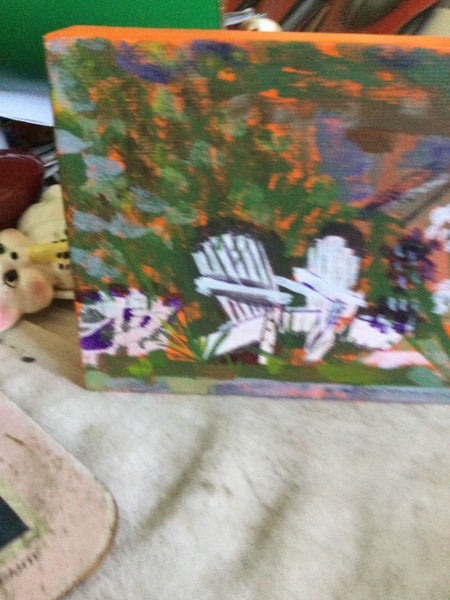 PAINTED CANVAS OF GARDEN CHAIRS Carousel 1