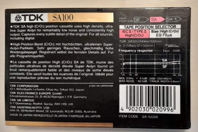 Excellent Classic! - TDK SA 100 Min Type II Blank Audio Cassette Tape (sealed) Carousel 2