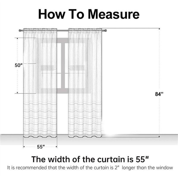 2 Panel Sheer Curtains 140cmx213cm Bedroom Rod Pocket Window Sheer Voile Curtain Carousel 2