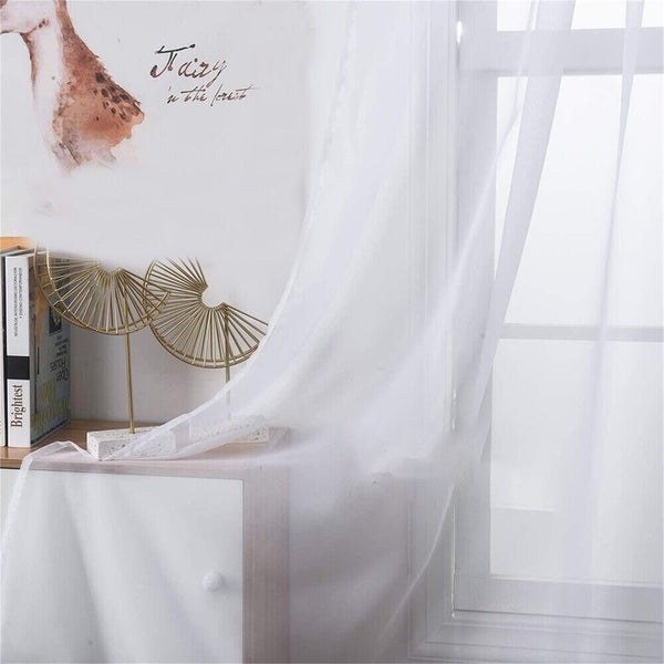 2 Panel Sheer Curtains 140cmx213cm Bedroom Rod Pocket Window Sheer Voile Curtain Carousel 11