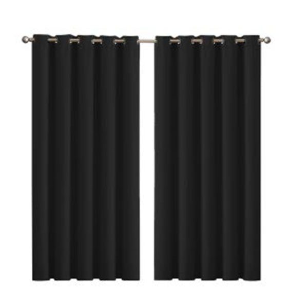 2X Blockout Curtains Panels 3 Layers Black Carousel 1