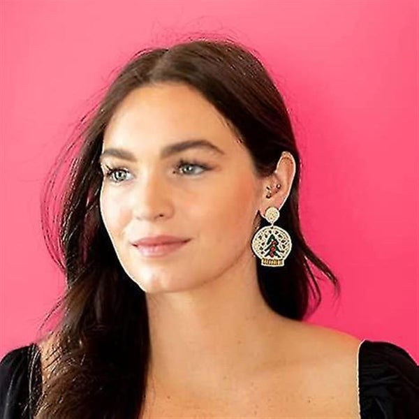 Women's Beaded Christmas Earrings, Exquisite Hand Beaded Christmas Trees Carousel 2