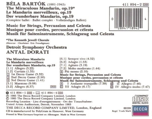 BARTOK: The Miraculous Mandarin/ Music for Str., Perc. & Celeste - Antal Dorati Carousel 2