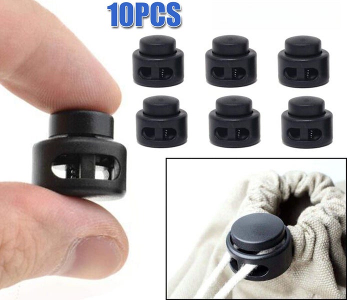 10PCS Double Hole Toggle Cord Stopper Lock End Drawstring Spring Loaded Hole Carousel 1
