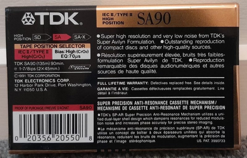 Classic & Excellent! - TDK SA 90 Min Type II Blank Audio Cassette Tape (sealed) Carousel 4