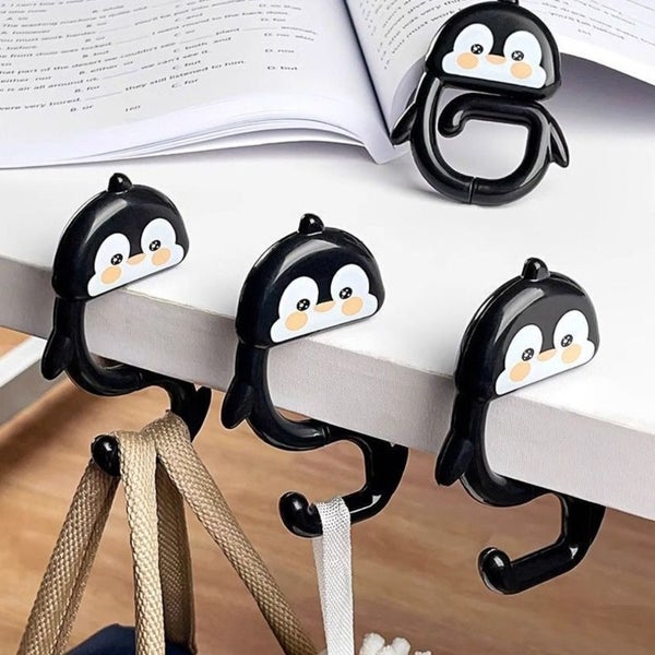 3Pcs Penguin Shape Bag Hooks Gaming Headset Desk Hanger Home Office Organizer Carousel 1