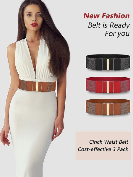 Women Wide Belt Elastic Cinch Waistband Stretch Dress Belt For Ladies Carousel 1