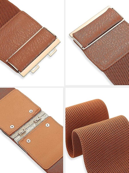 Women Wide Belt Elastic Cinch Waistband Stretch Dress Belt For Ladies Carousel 5