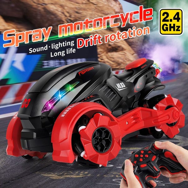Remote Control Motorcycle RC Dirt Bike with Light Music Drift Red Carousel 1