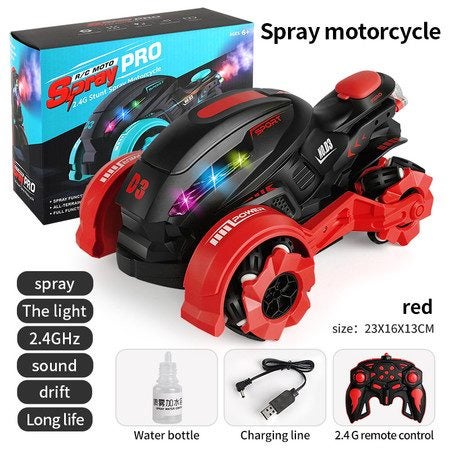 Remote Control Motorcycle RC Dirt Bike with Light Music Drift Red Carousel 7