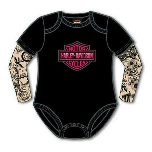 s3000153-9 Harley KIDS NB GIRLS CREEPER W TATTOO SLVS SIZE 9-12 MTHS s3000153... Carousel 1
