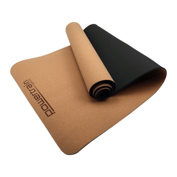 Powertrain Cork Yoga Mat With Carry Straps Home Gym Pilates - Plain Carousel 1