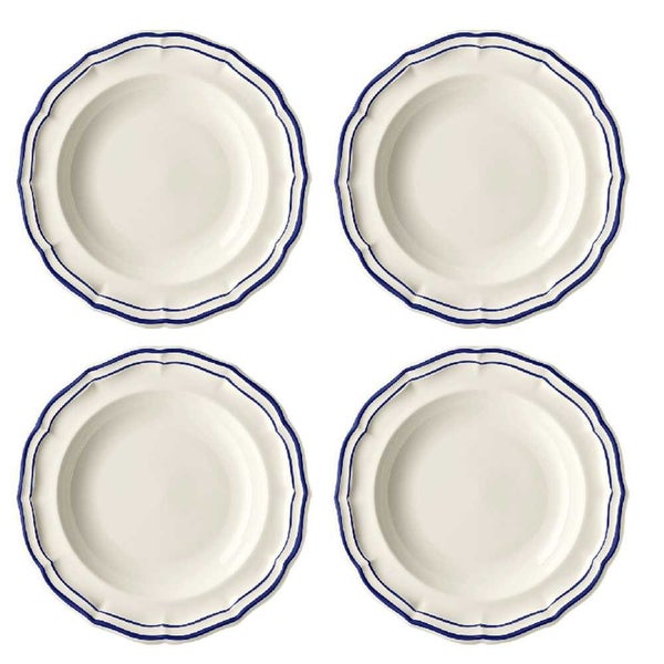 Gien Soup Plate Set Filet Cobalt 22.5cm 4pce Carousel 1