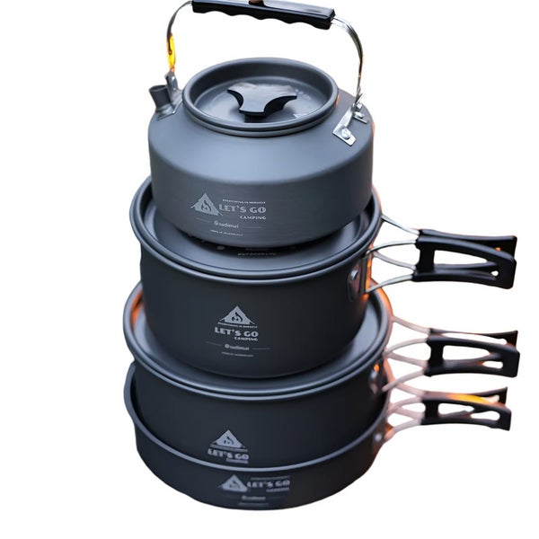 NNETM 4pcs Aluminum Camping Cookware Set for Outdoor Cooking Carousel 1