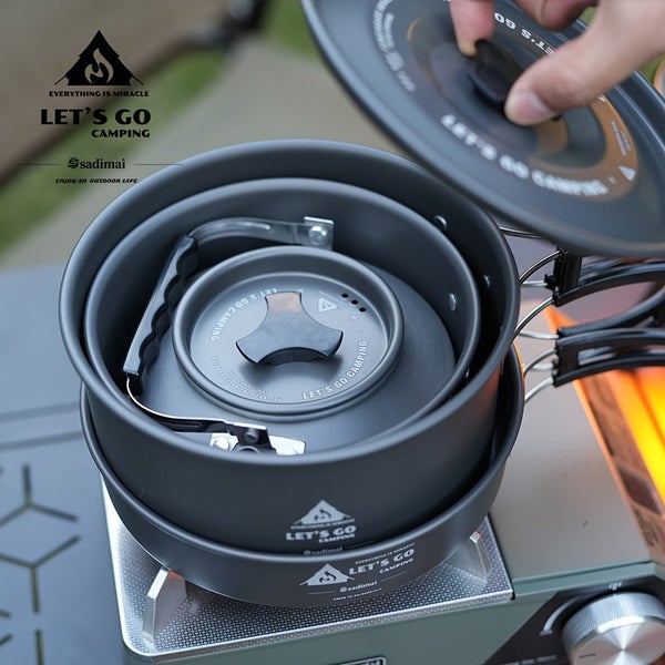 NNETM 4pcs Aluminum Camping Cookware Set for Outdoor Cooking Carousel 6