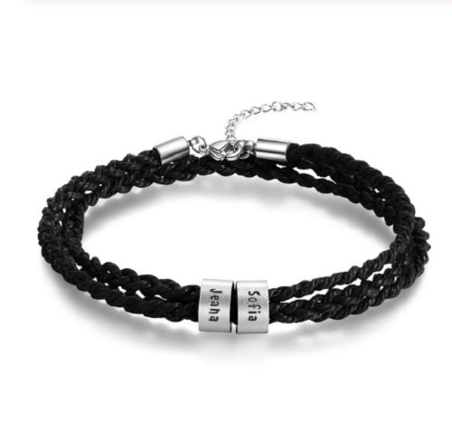Men's Stainless Steel Personalised Name Plate Braided Bracelet (2 Names)62993530157953110