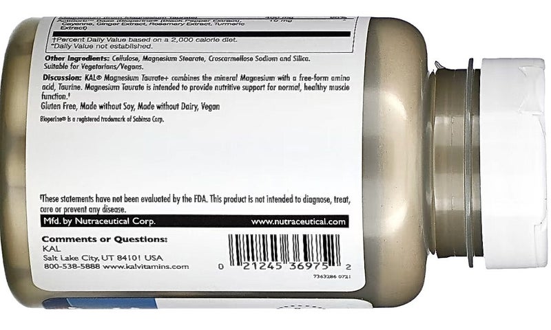 MAGNESIUM TAURATE 200 MG + VIT B6 P-5-P + ACTISORB HERBS 90 TABS - E0328 Carousel 3