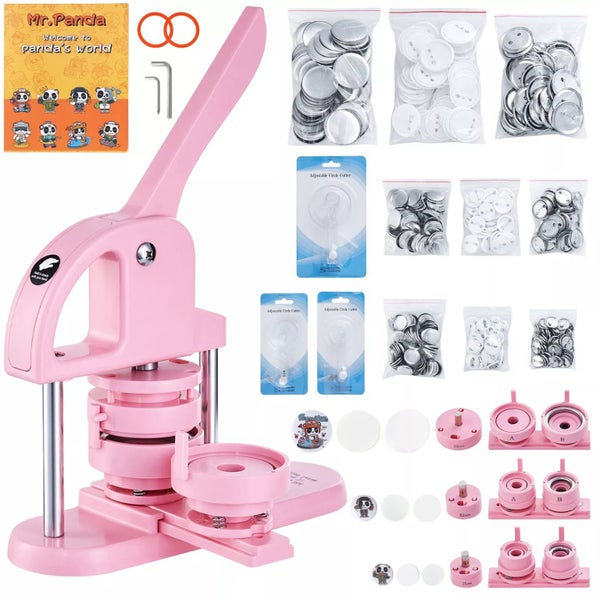 New Button Maker Machine Pin Badge Maker 1/1.25/2.28 inch 3-in-1 Pink for DIY Carousel 1