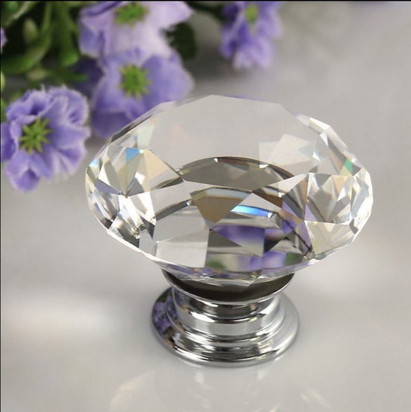 10X Clear Faceted Crystal Cupboard Knob Handle 30mm Carousel 1
