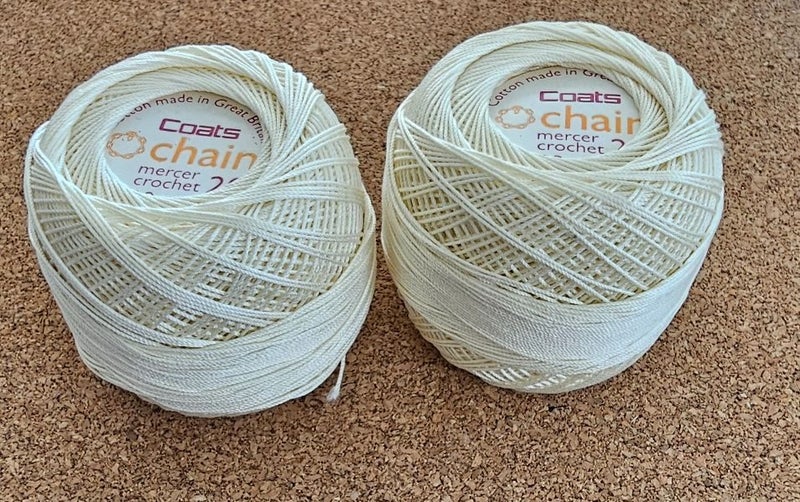 2 x 20g, Antique Cream Coats Chain Mercer Crochet Cotton 20 tatting & crochet Carousel 1