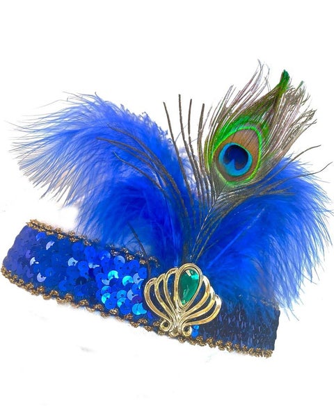 20s Gatsby Blue Peacock Headband Carousel 1